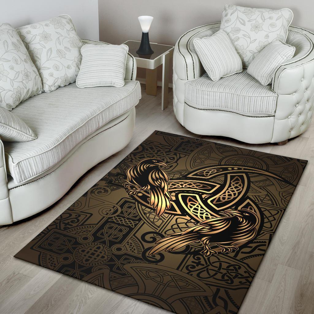 Celtic Area Rug - Celtic Cross With Raven - Vibe Hoodie Shop