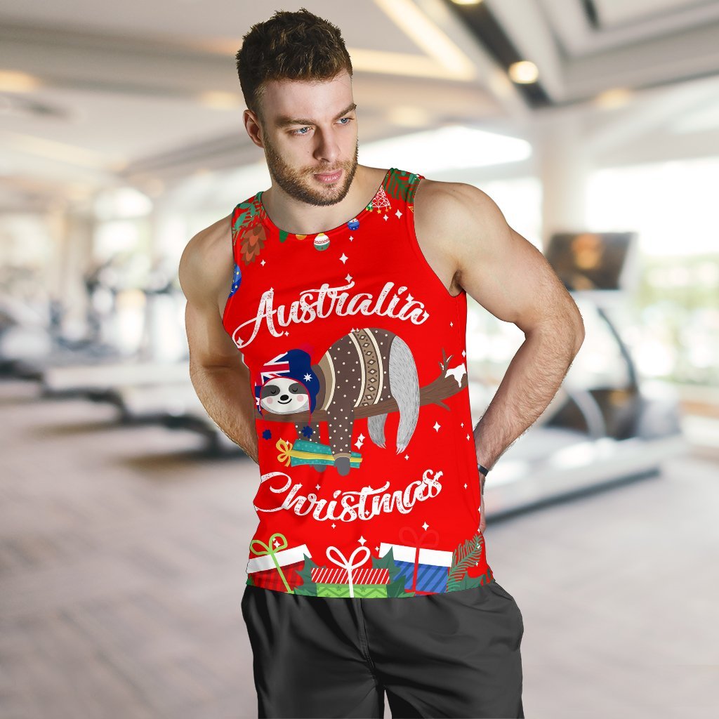 Christmas Australia Men's Tank Top Red - Merry Christmas - Vibe Hoodie Shop