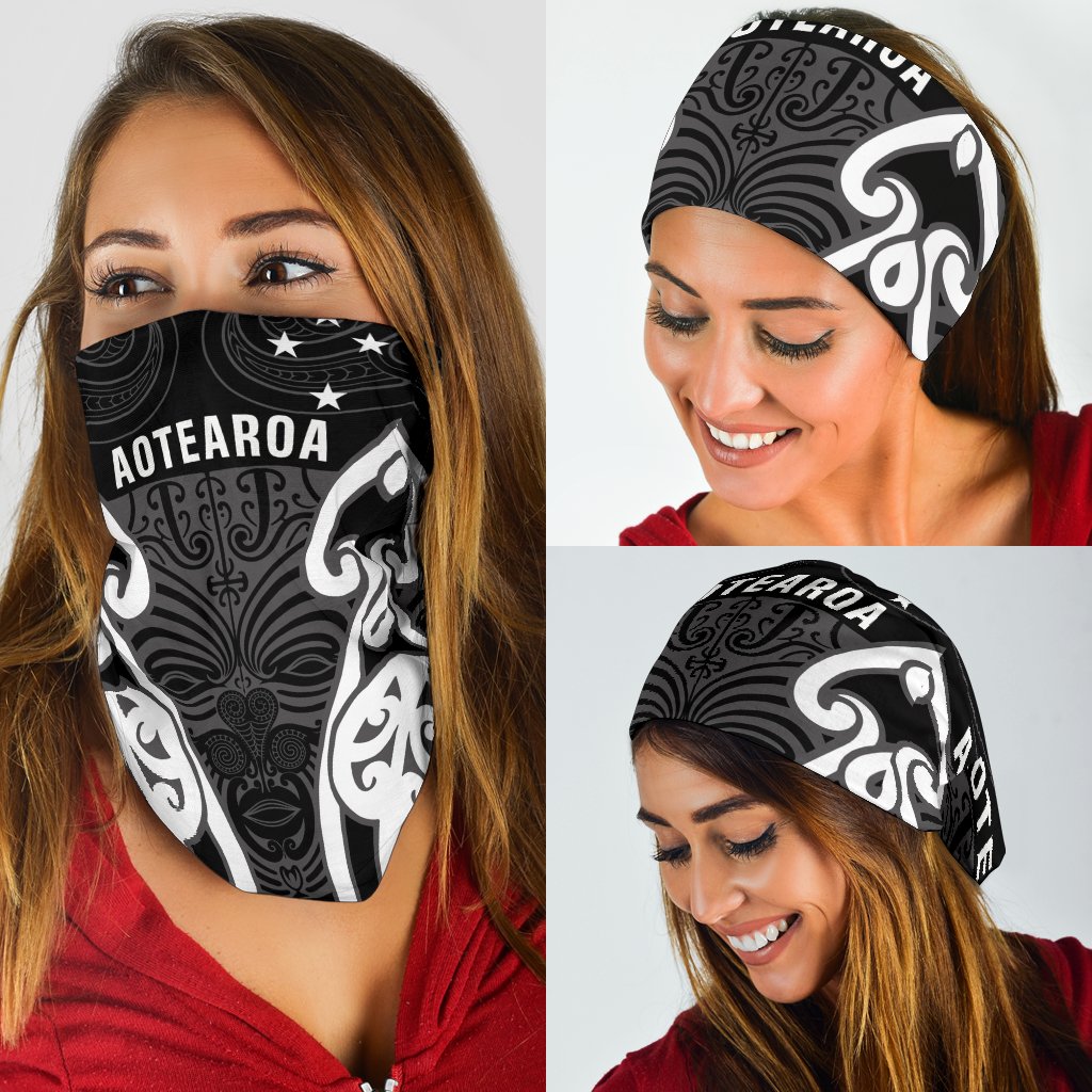 Maori Moko Bandana Aotearoa Silver Fern - Vibe Hoodie Shop