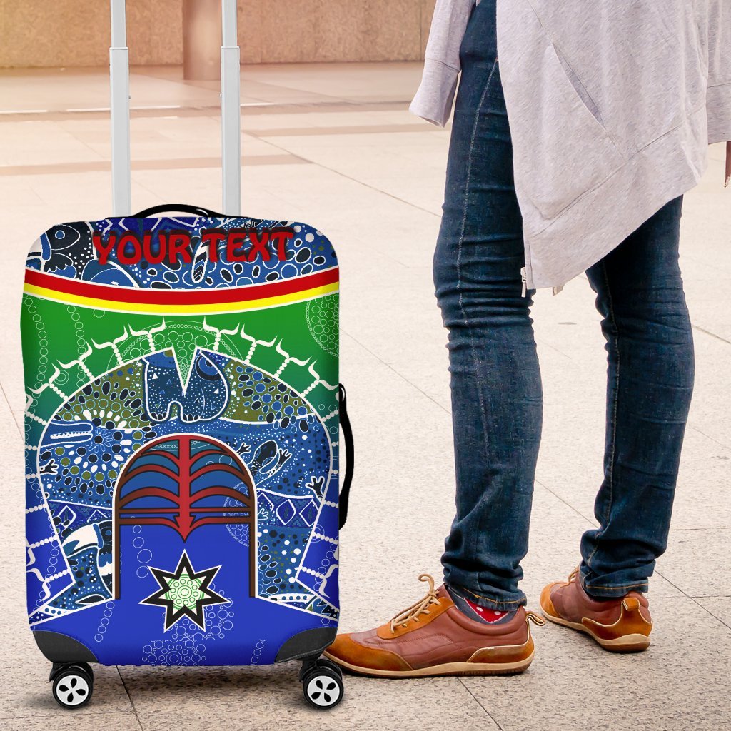 Personalised Luggage Covers - Torres Strait Symbol With Aboriginal Patterns - Vibe Hoodie Shop