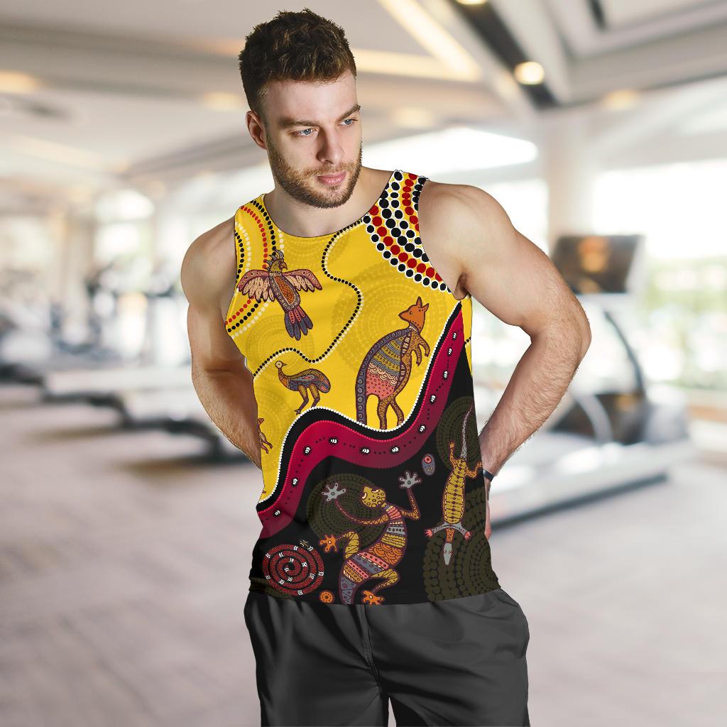 Aboriginal Tank Top - Indigenous Animals Life Art - Men - Vibe Hoodie Shop