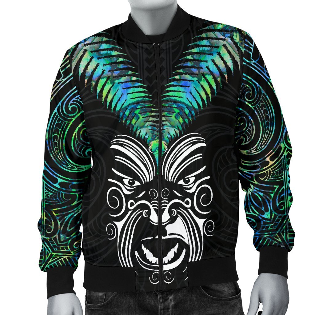 New Zealand Maori Moko Men's Bomber Jacket Paua Shell - Vibe Hoodie Shop