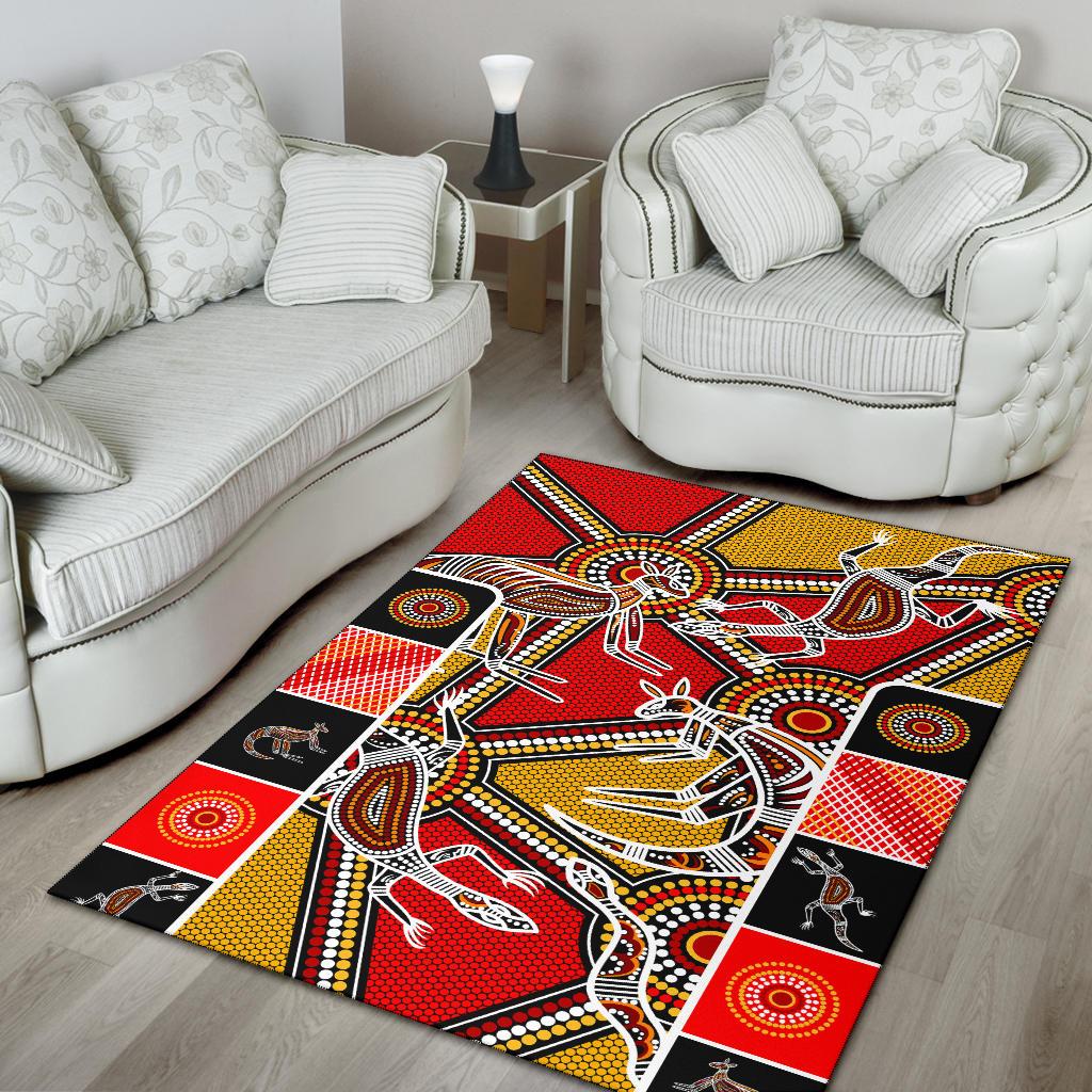 Aboriginal Area Rug, Kangaroo Dot Painting Patterns - Vibe Hoodie Shop