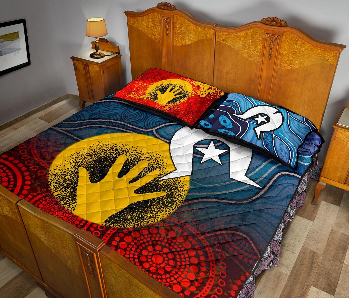 Aboriginal Quilt Bed Set - Aboriginal and Torres Strait Islanders Flag - Vibe Hoodie Shop