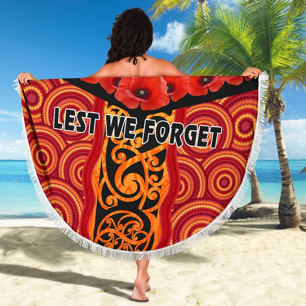 anzac-lest-we-forget-poppy-beach-blanket-new-zealand-maori-silver-fern-australia-aboriginal