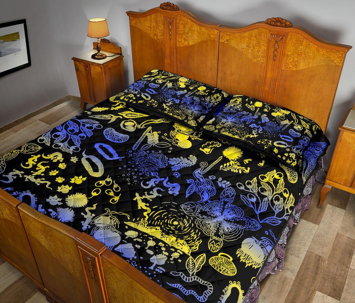 Aboriginal Quilt Cover Set, Australian Animals Patterns Golden Wattle - Vibe Hoodie Shop