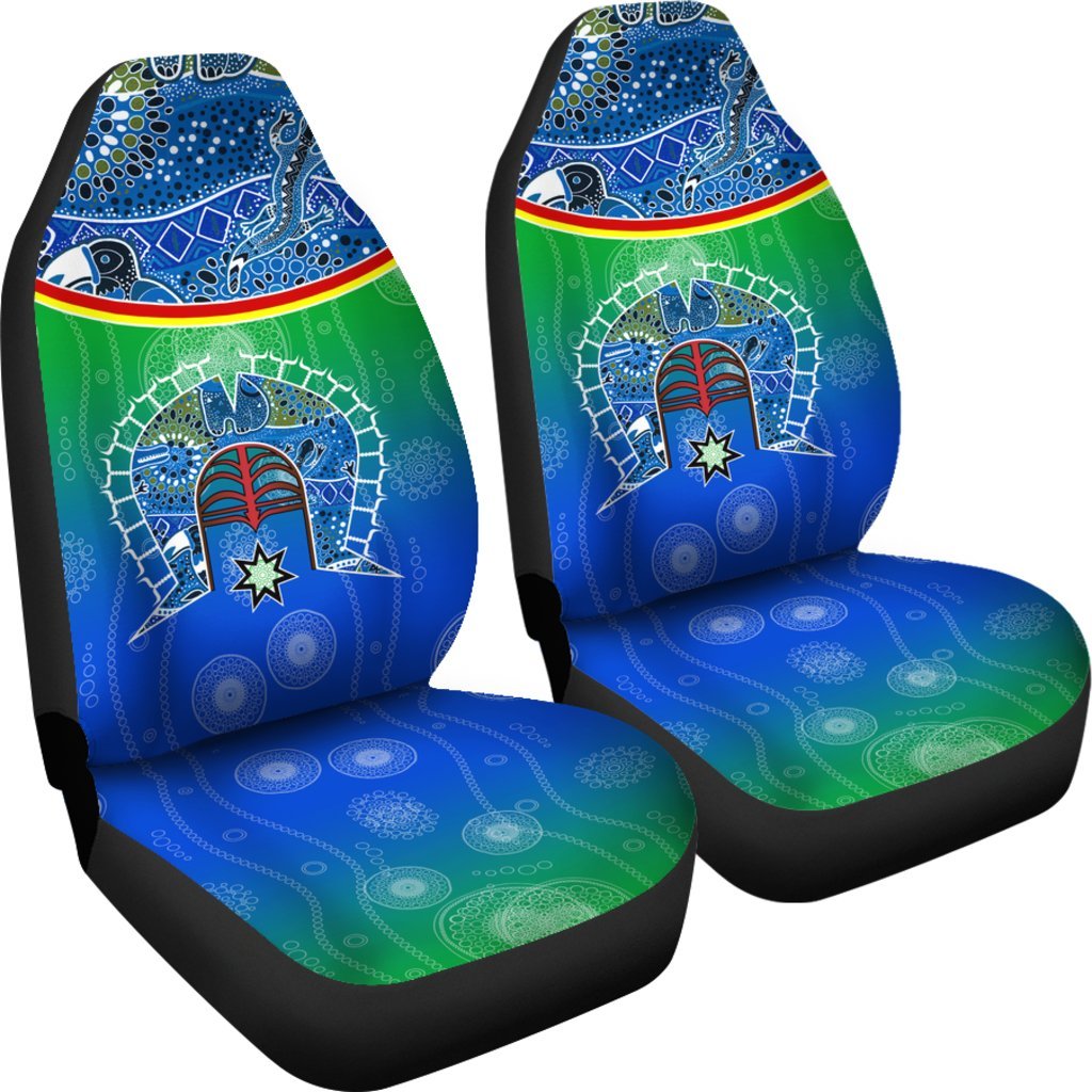 Car Seat Covers - Torres Strait Symbol With Aboriginal Patterns - Vibe Hoodie Shop