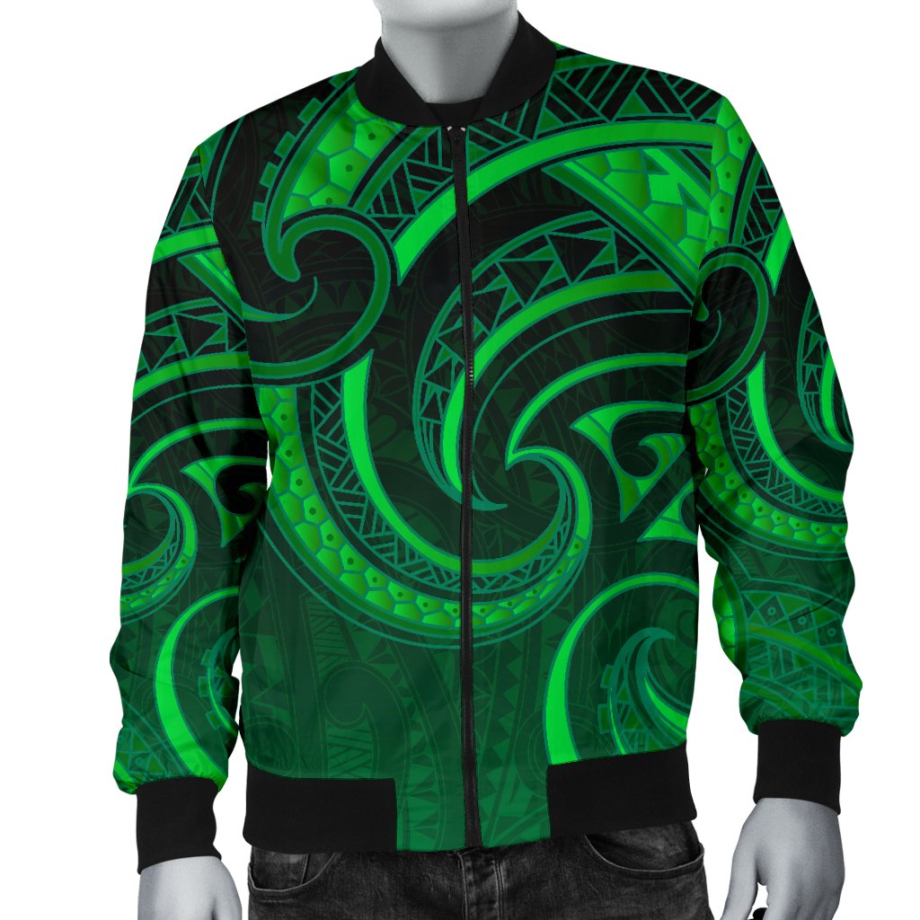 New Zealand Maori Mangopare Men Bomber Jacket Polynesian - Green - Vibe Hoodie Shop