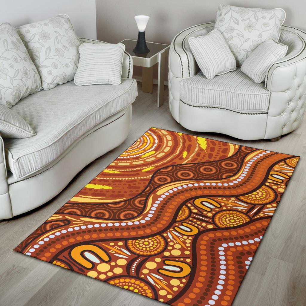 Aboriginal Area Rug - Landscape and The Sun Dot Painting Art - Vibe Hoodie Shop