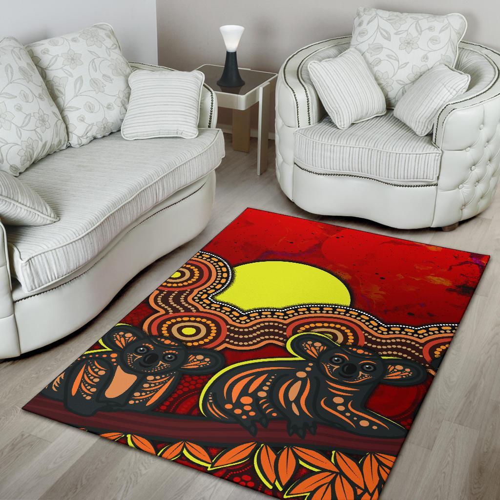 Aboriginal Area Rug - Australian Indigenous Koala - Vibe Hoodie Shop