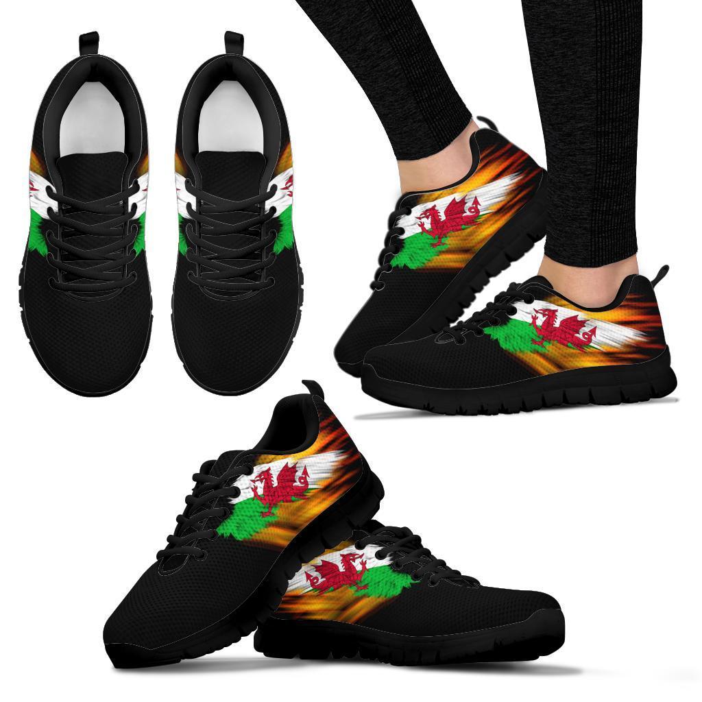 Wales Sneakers - Fire Wings and Flag - Vibe Hoodie Shop