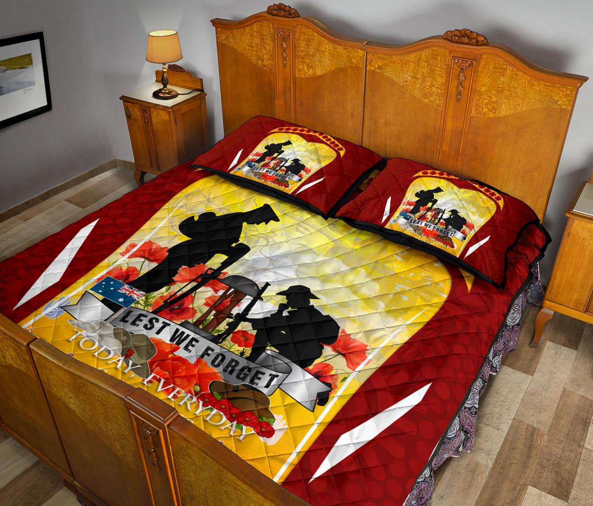 ANZAC Quilt Bed Set - Lest We Forget Aboriginal Version - Vibe Hoodie Shop