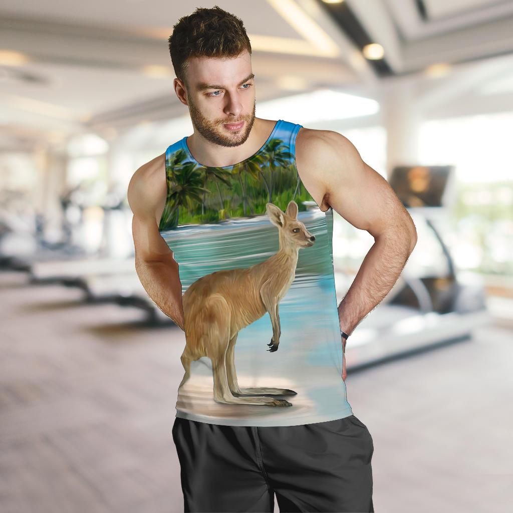 Men Tank Top - Kangaroo Mens Tank Landscape Art - Vibe Hoodie Shop