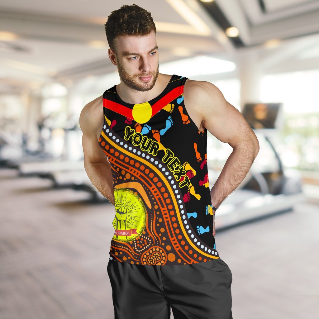 (Custom) Men's Tank Top - Aboriginal Style and Flag, Dot Painting - Vibe Hoodie Shop