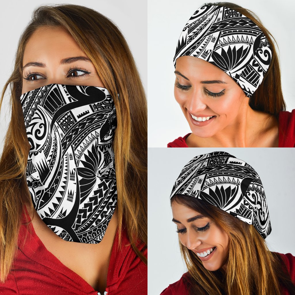 New Zealand Maori Polynesian Tattoo Bandana - White - Vibe Hoodie Shop