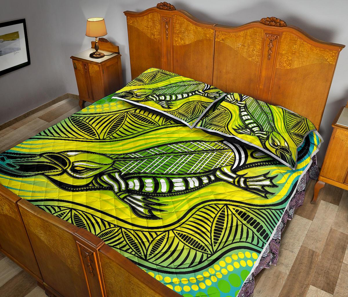 Quilt Bed Set - Aboriginal Platypus - Vibe Hoodie Shop