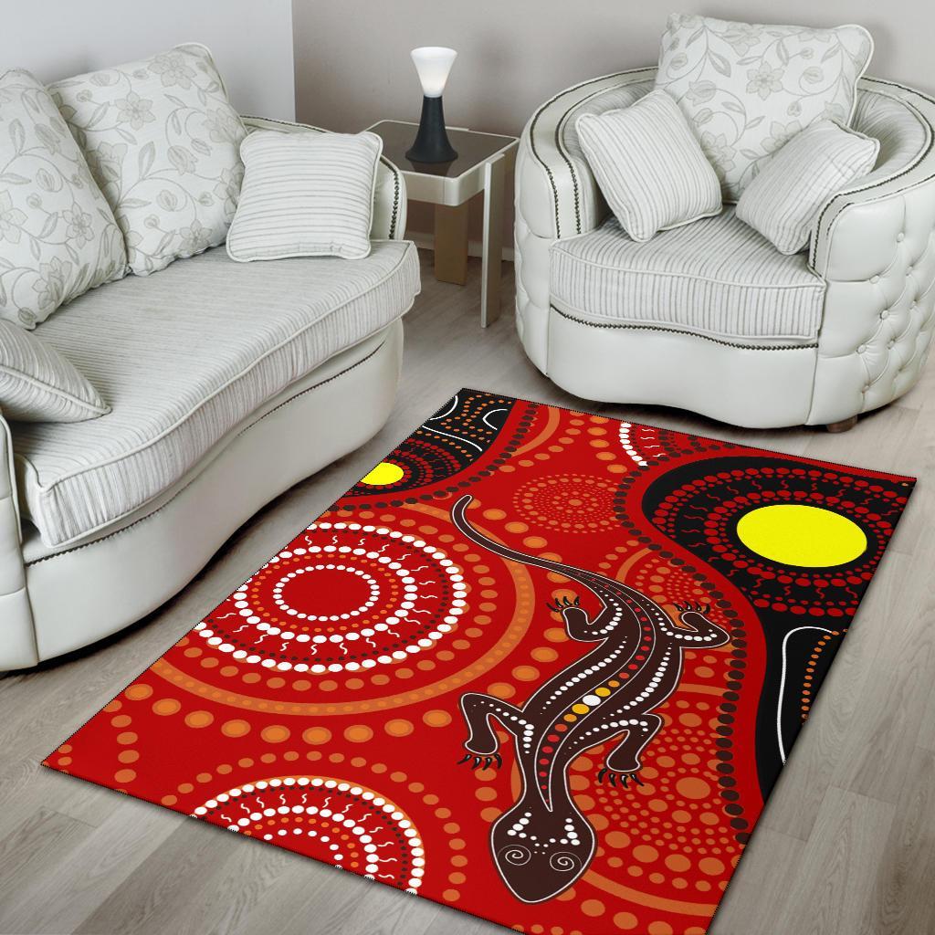 Aboriginal Area Rug - Australia Lizard Dot Painting Art - Vibe Hoodie Shop