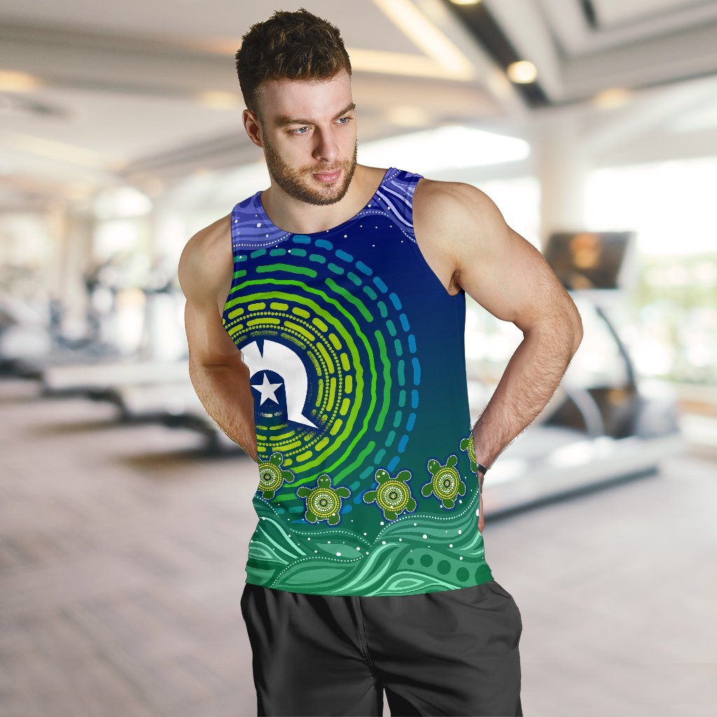 Torres Strait Islanders Men's Tank Top - Aboriginal Turtle - Vibe Hoodie Shop