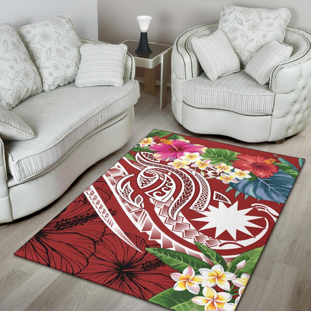 Nauru Polynesian Area Rug - Summer Plumeria (Red) - Vibe Hoodie Shop