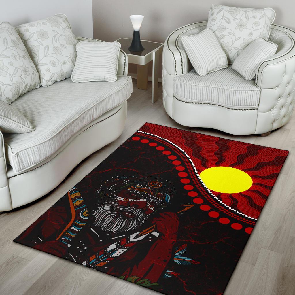 Aboriginal Area Rug - Indigenous People And Sun - Vibe Hoodie Shop