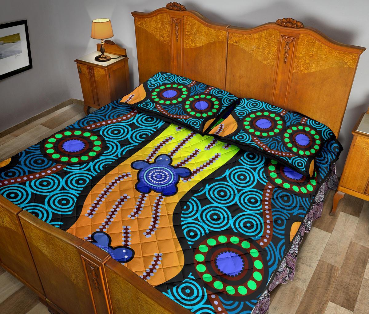 Quilt Bed Set - Aboriginal Turtle - Vibe Hoodie Shop