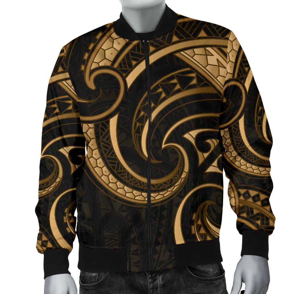 New Zealand Maori Mangopare Men Bomber Jacket Polynesian - Gold - Vibe Hoodie Shop