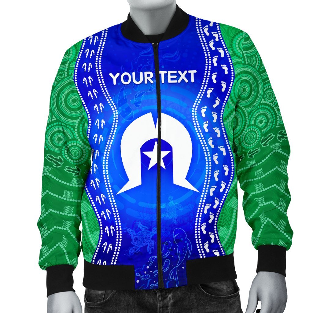 Custom Torres Strait Islanders Men's Bomber Jacket - Torres Symbol With Aboriginal Patterns - Vibe Hoodie Shop