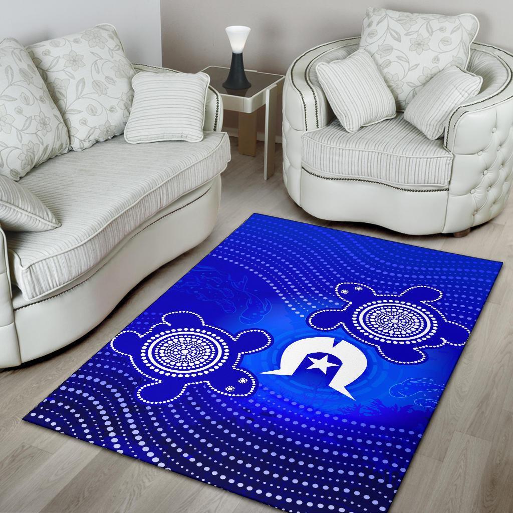 Torres Strait Islanders Area Rug - Torres Symbol With Turtle - Vibe Hoodie Shop