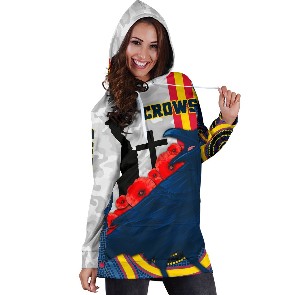 Adelaide Women's Hoodie Dress Special Crows ANZAC Day - Vibe Hoodie Shop