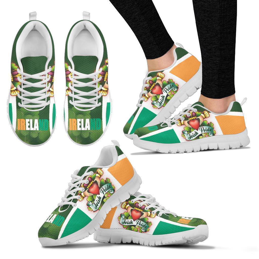 Irish Pride Sneakers - Ireland Flag With Claddagh Ring - Vibe Hoodie Shop