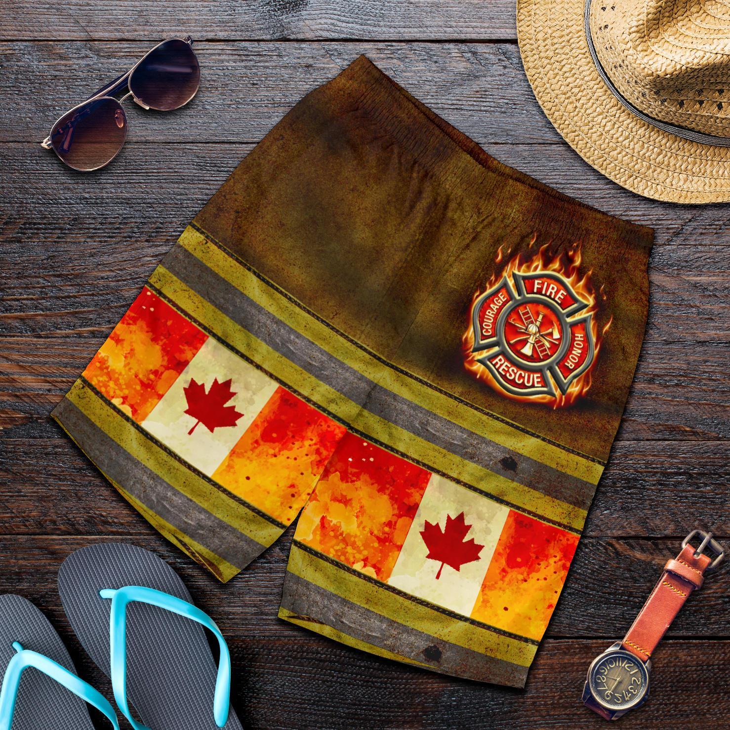 Canada Men's Short - Canadian Firefighter 3D - Vibe Hoodie Shop