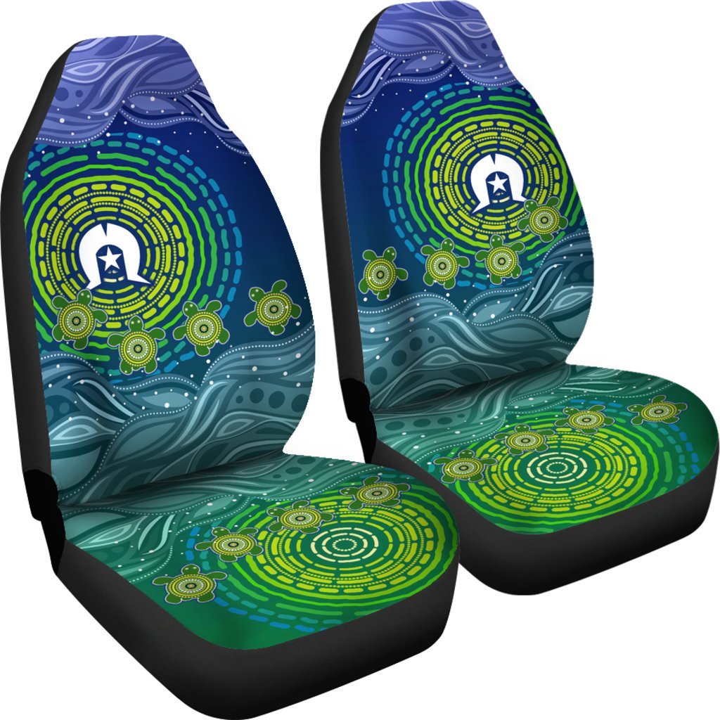 Torres Strait Islanders Car Seat Covers - Aboriginal Turtle - Vibe Hoodie Shop