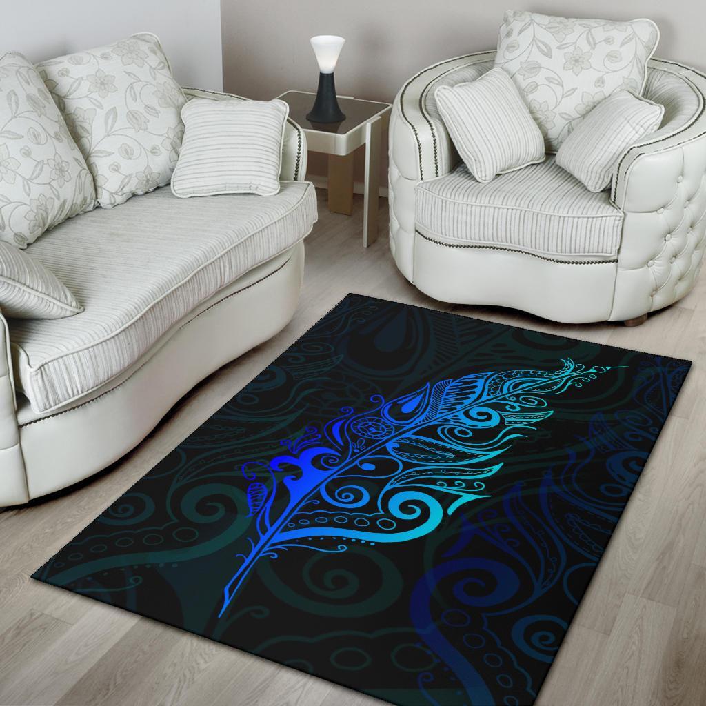 Light Silver Fern Area Rug, Blue - Vibe Hoodie Shop