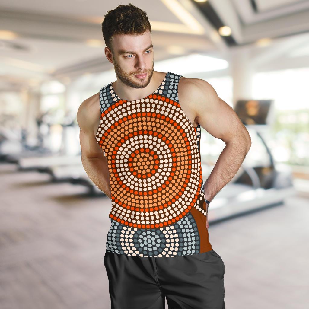 Men Tank Top - Aboriginal Dot Painting Mens Tank Ver05 - Vibe Hoodie Shop