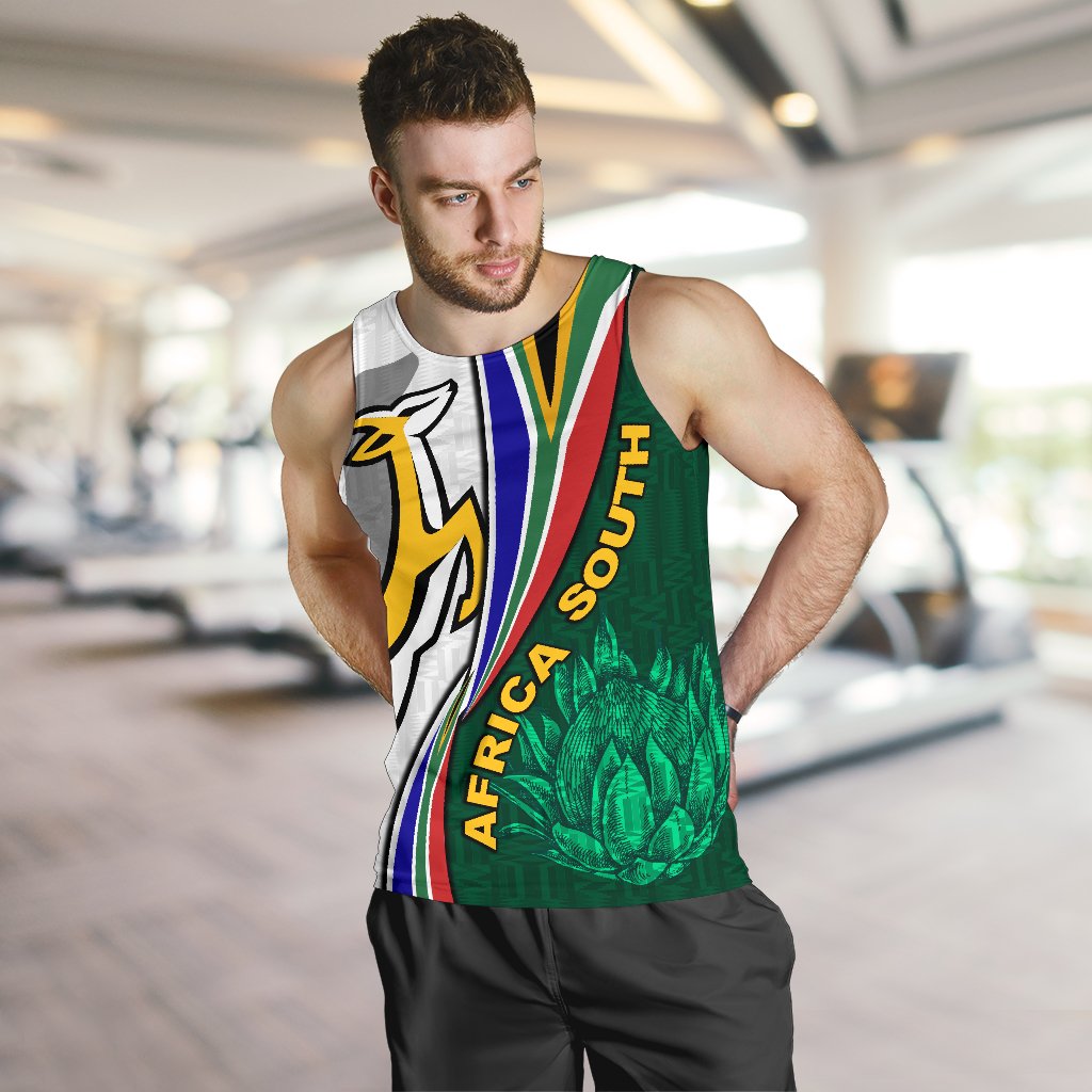 South Africa Men Tank Top Springboks Rugby Be Unique - White - Vibe Hoodie Shop