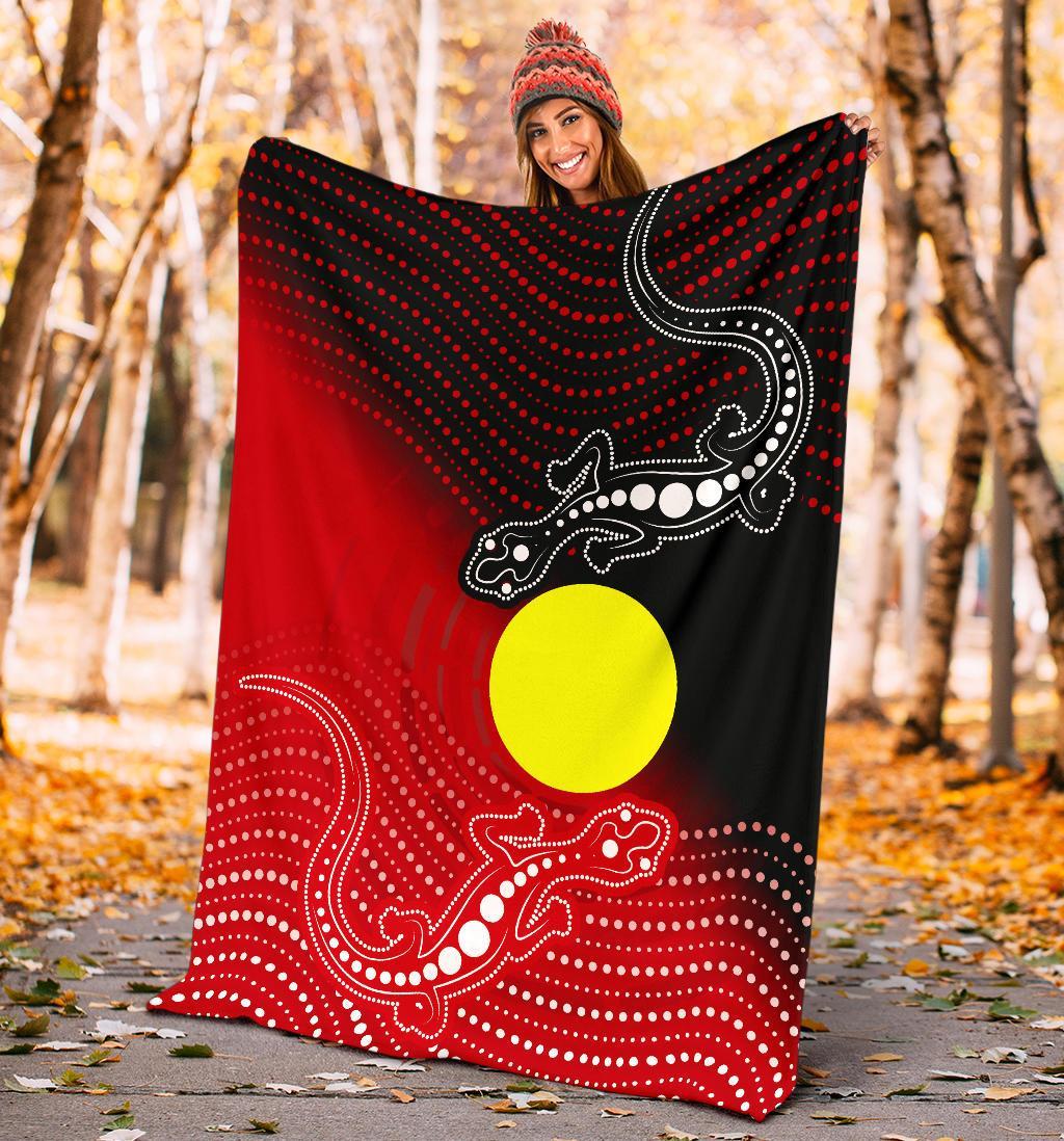Aboriginal Premium Blanket - Two Indigenous Lizard - Vibe Hoodie Shop