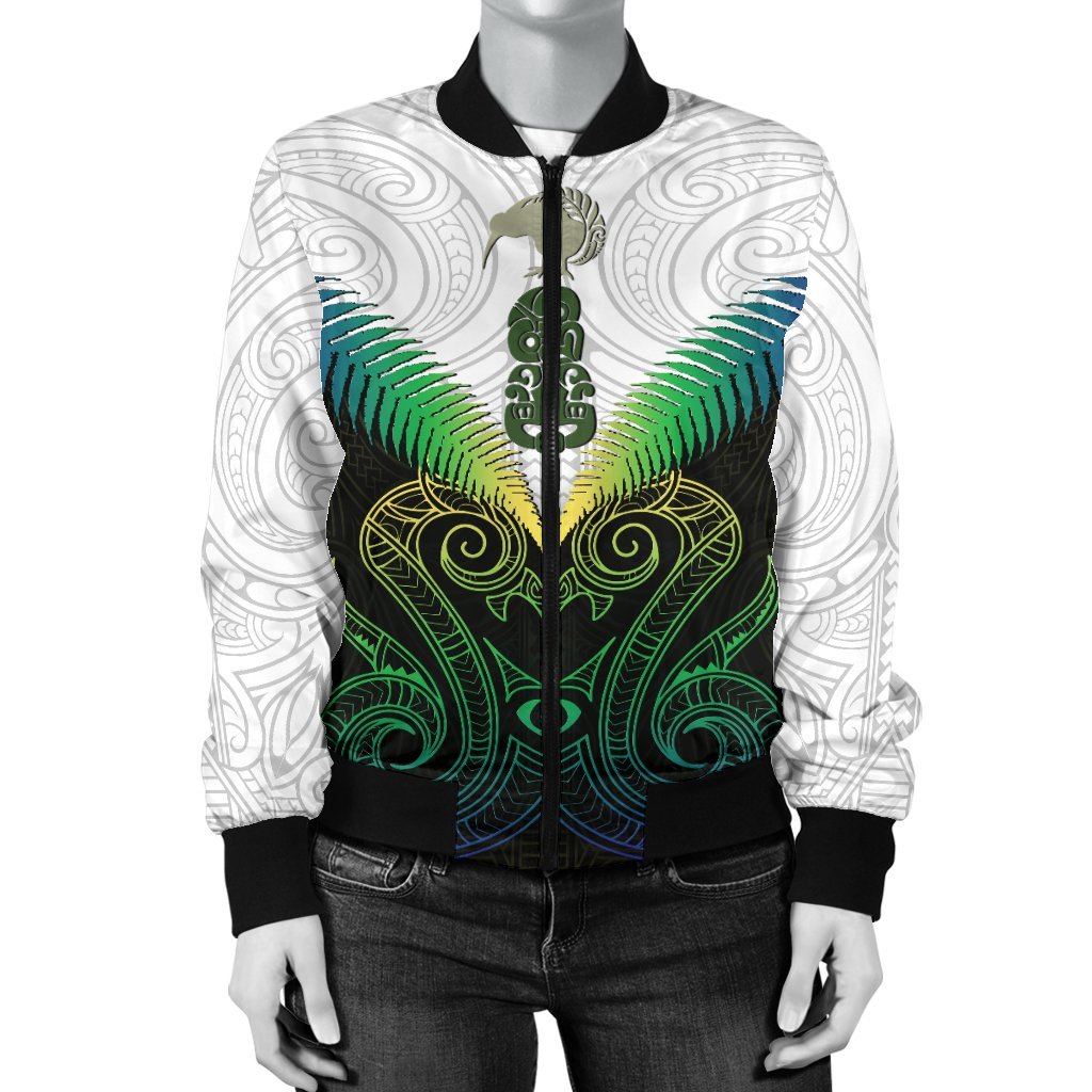 Maori Manaia New Zealand Women Bomber Jacket Rasta - Vibe Hoodie Shop