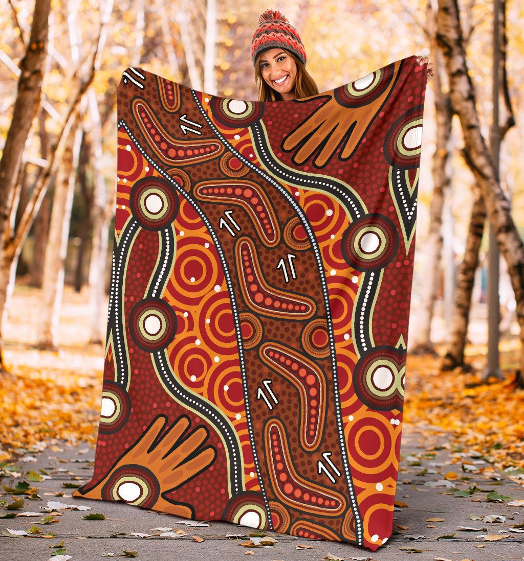 Aboriginal Preium Blanket - Indegenous Dot Painting Art - Vibe Hoodie Shop
