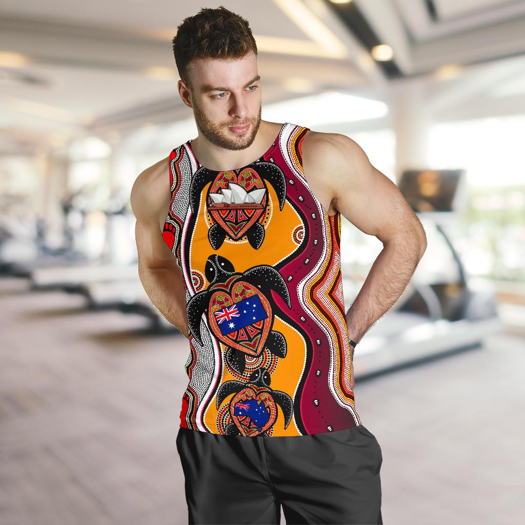 Tank Top - Turtle Tank Aboriginal Patterns - Men - Vibe Hoodie Shop