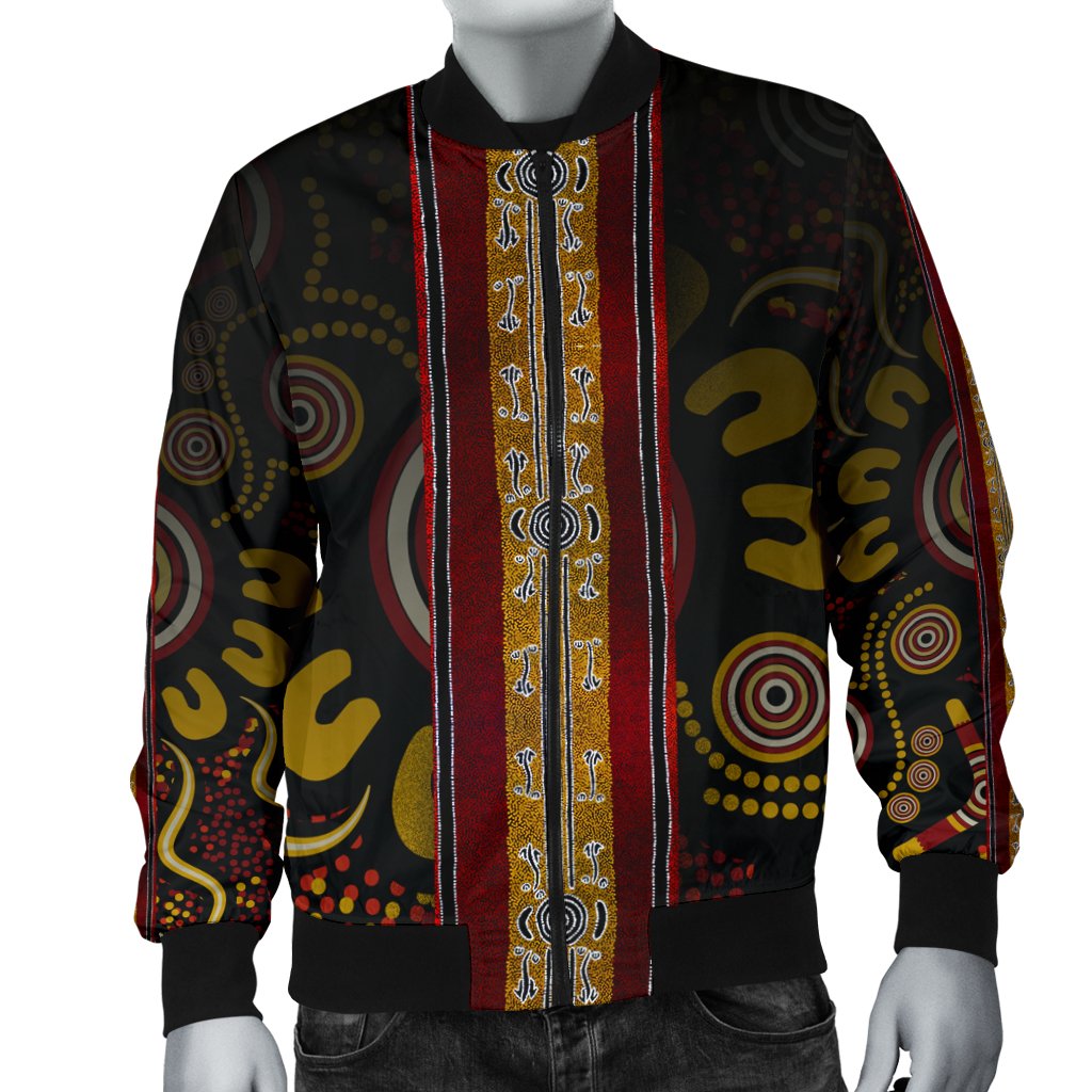 Men Bomber jacket - Aboriginal Dot Panting Art Stripe Lines - Vibe Hoodie Shop