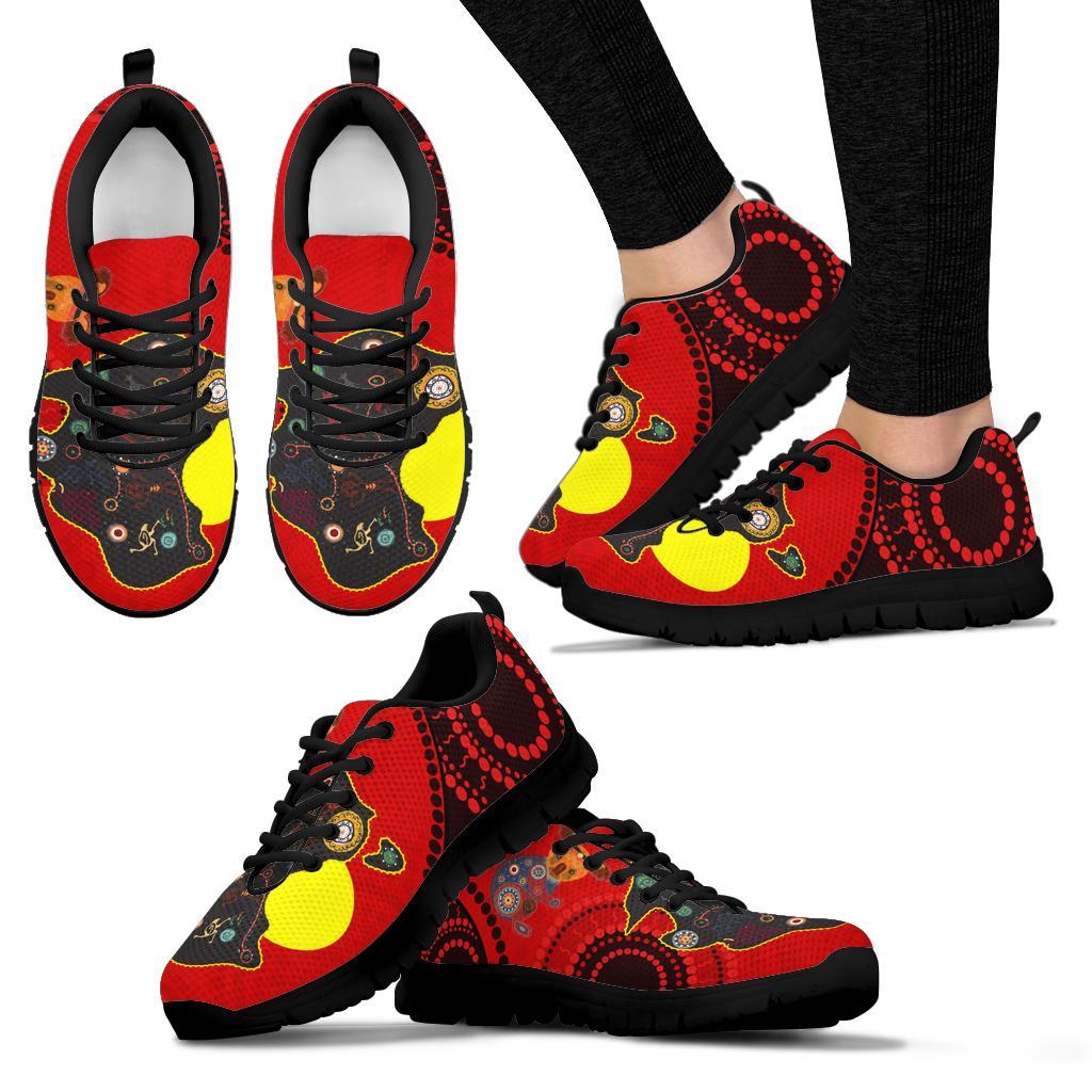 Aboriginal Sneakers, Dot Painting Patterns Map - Vibe Hoodie Shop