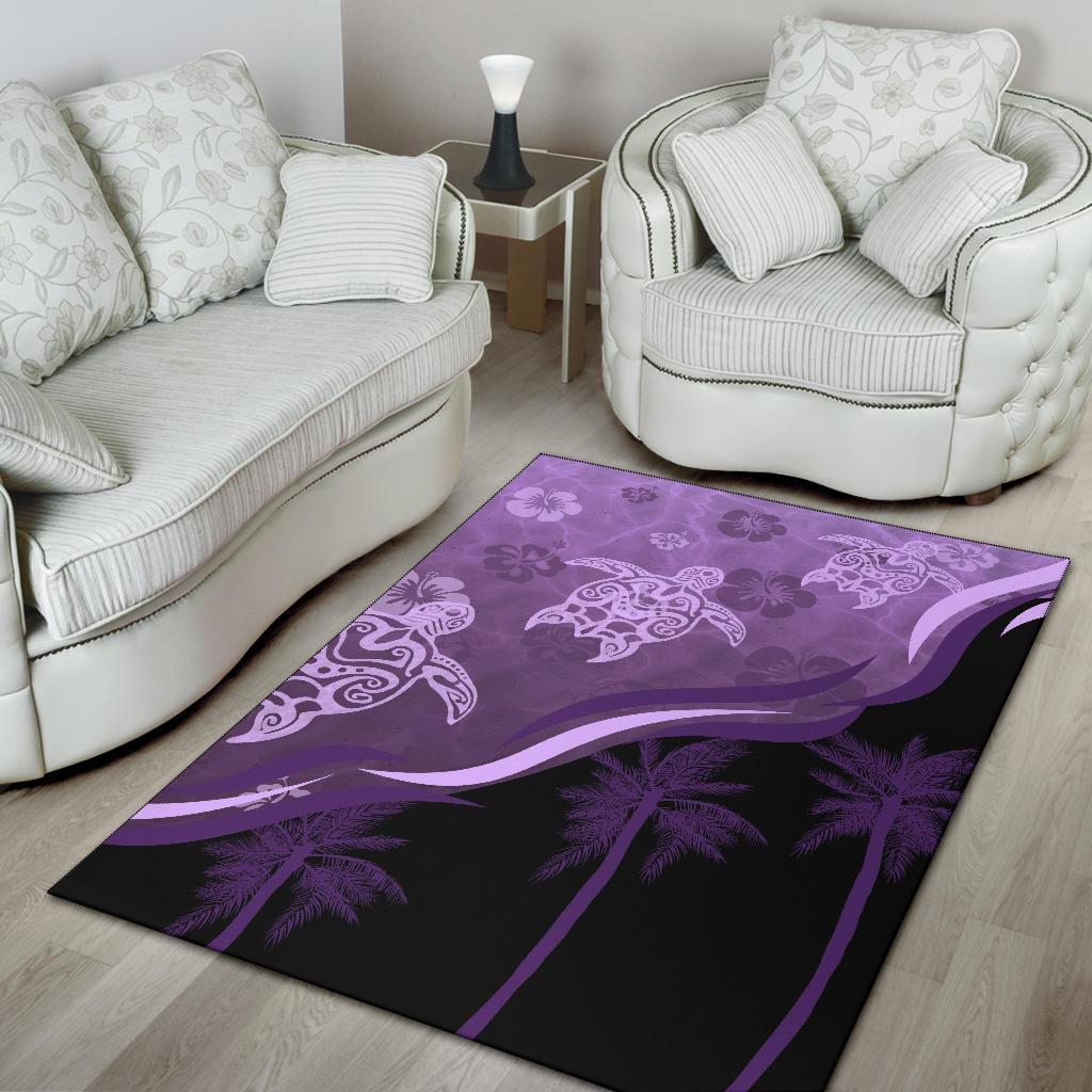 Purple Turtle Hibiscus Area Rug - Vibe Hoodie Shop