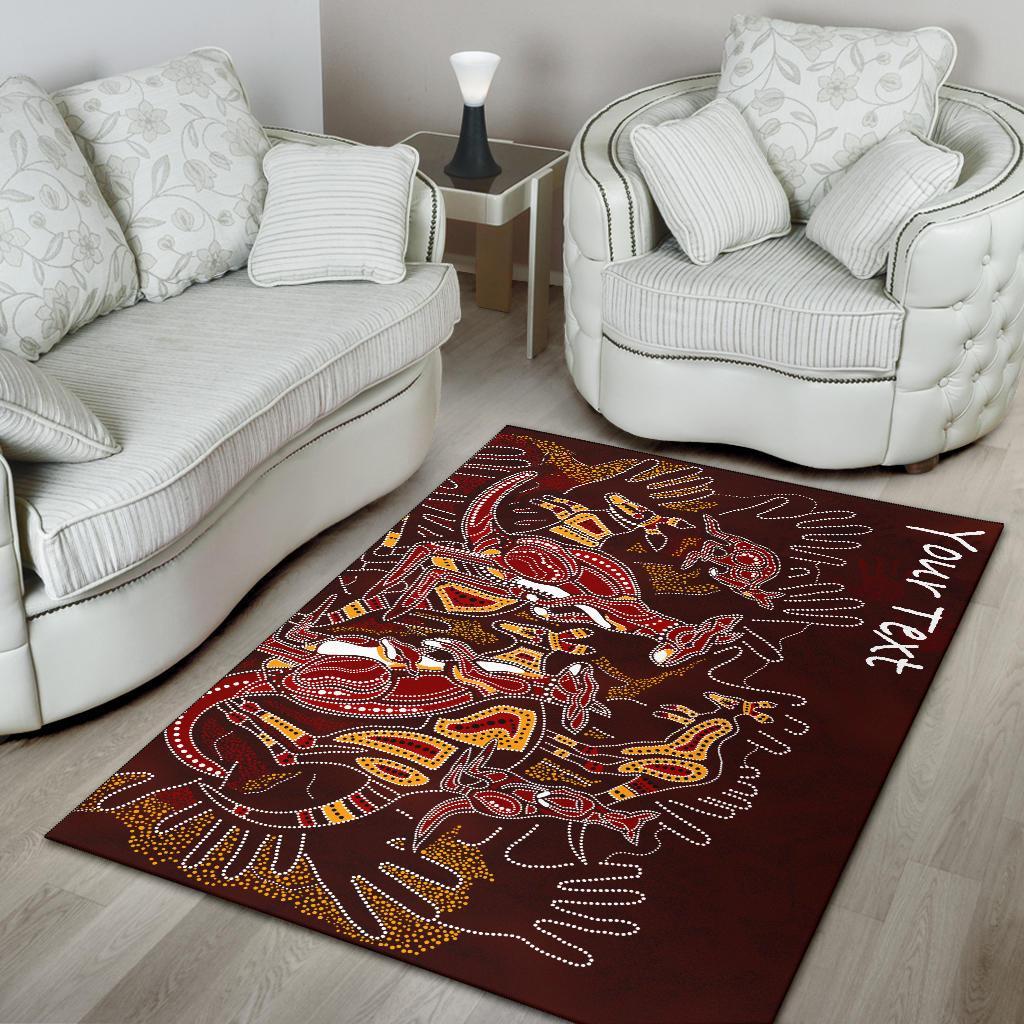 Custom Aboriginal Area Rug - Kangaroo family with Hand Art - Vibe Hoodie Shop