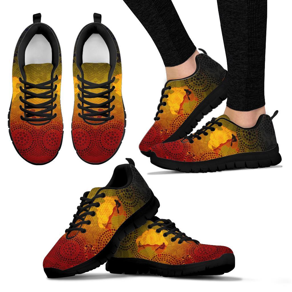 Aboriginal Sneakers, Australian Map with Indigenous Color - Vibe Hoodie Shop