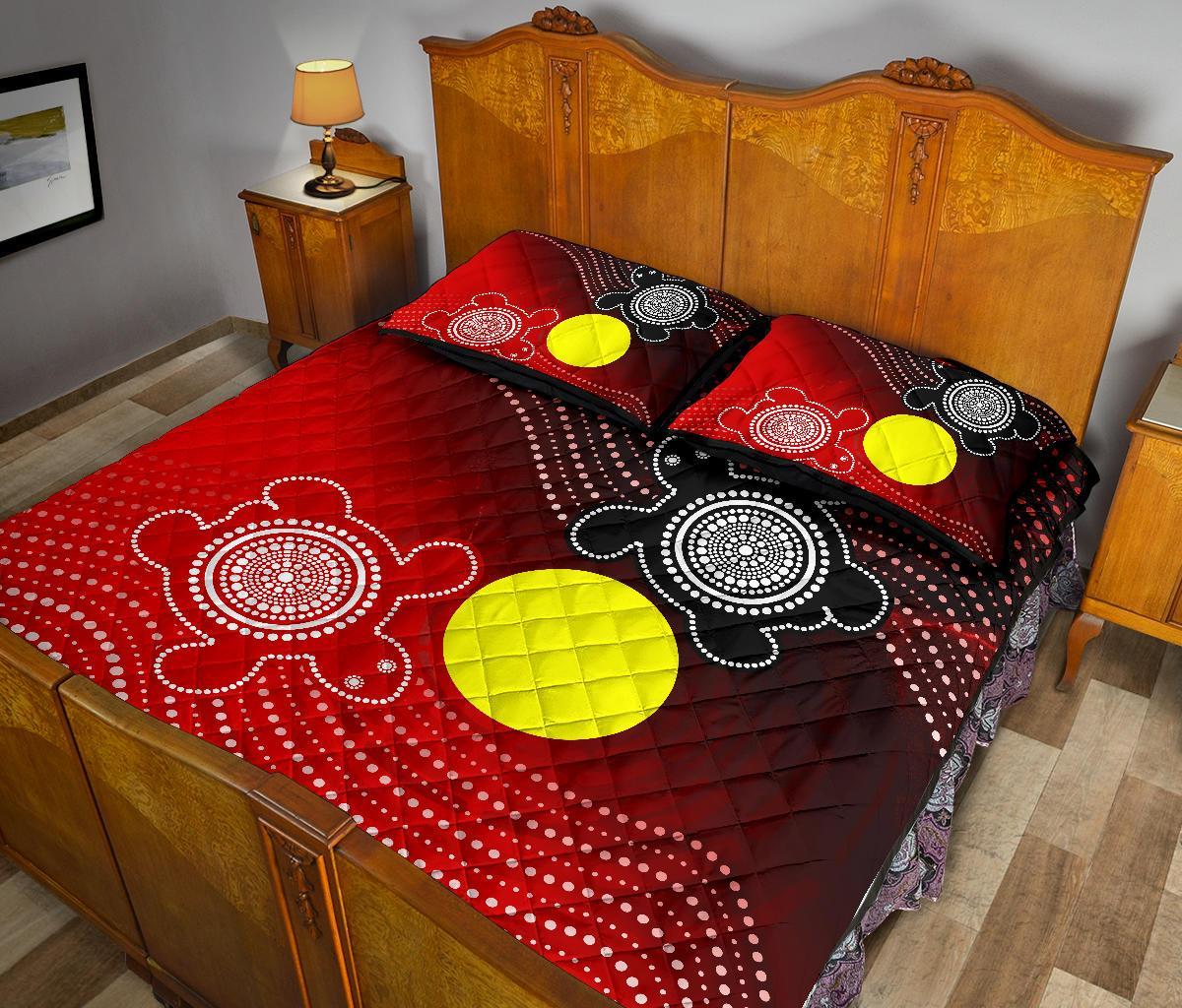 Aboriginal Quilt Bed Set - Indigenous Circle Dot Painting Style - - Vibe Hoodie Shop