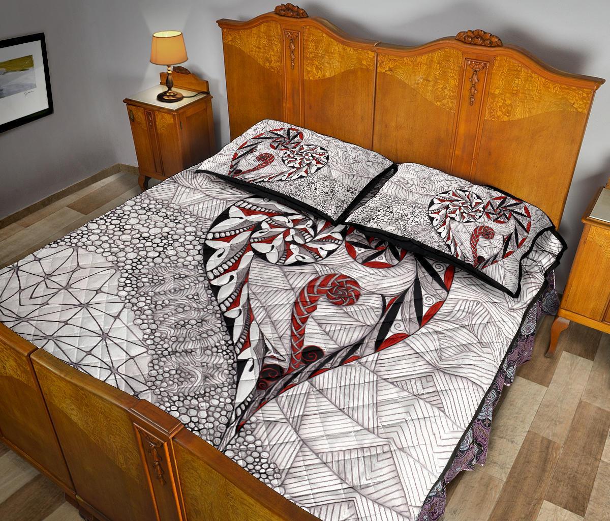 New Zealand Quilt Bed Set, Koru Aroha Maori Quilt And Pillow Cover - Vibe Hoodie Shop