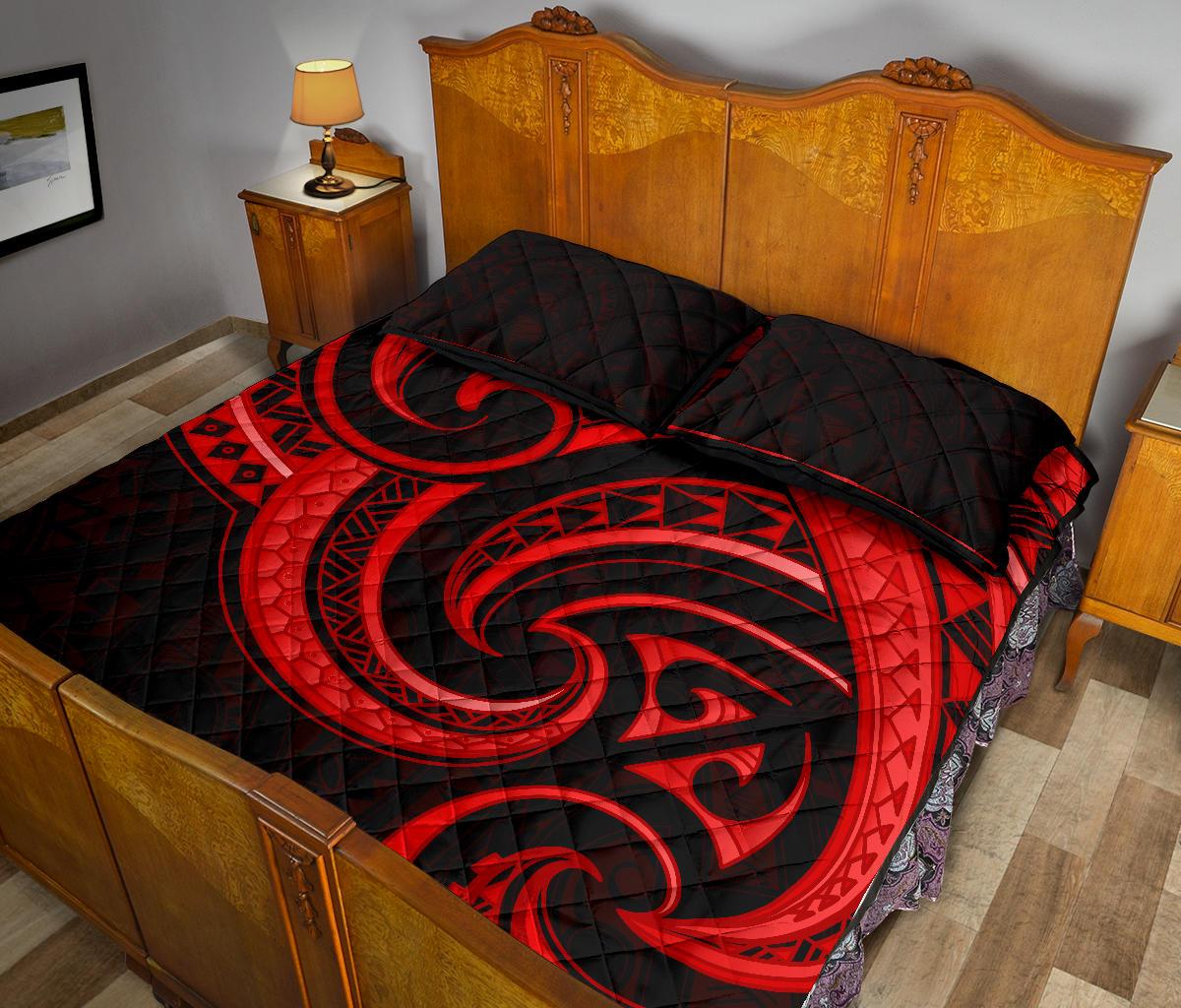 New Zealand Maori Mangopare Quilt Bed Set Polynesian - Red - Vibe Hoodie Shop