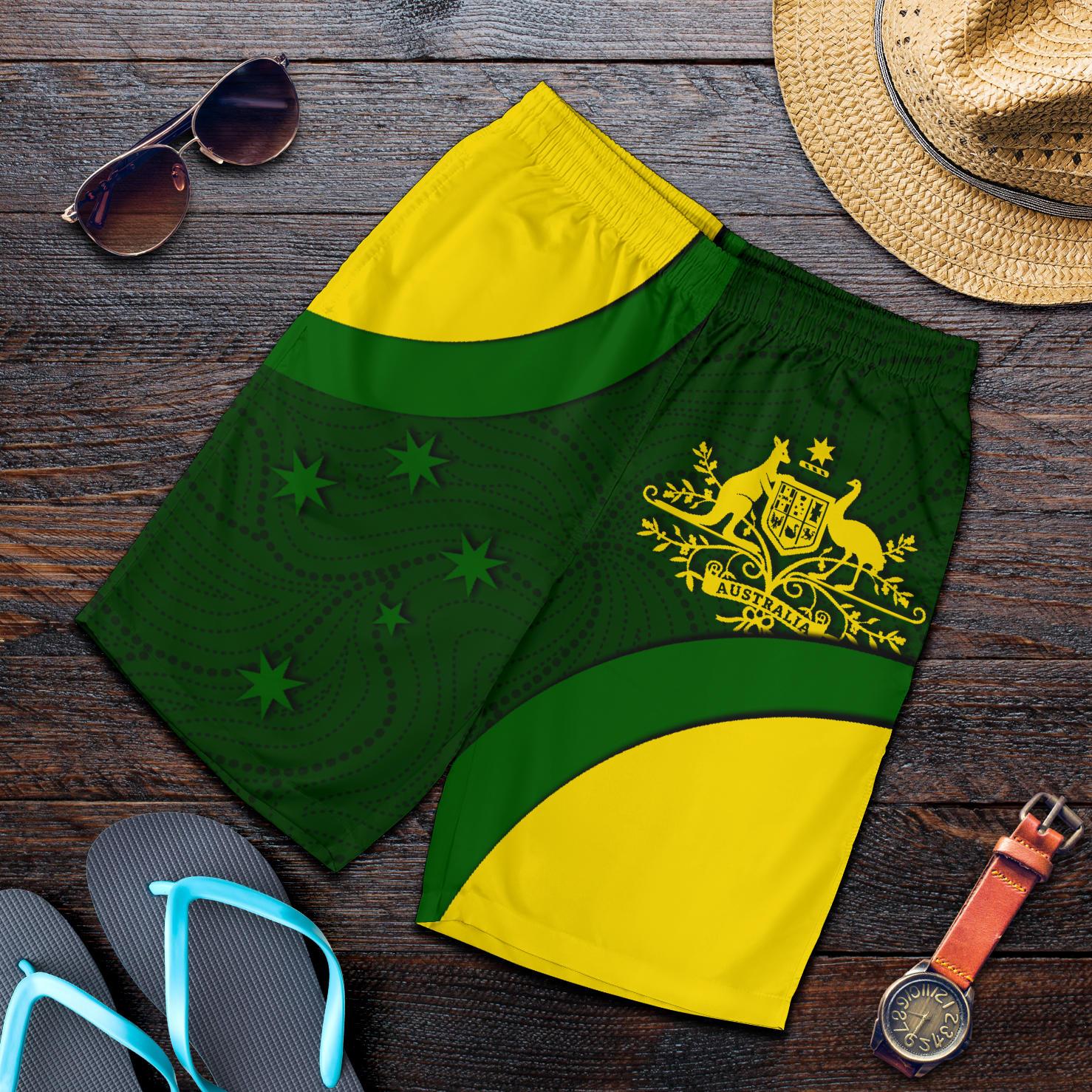 Shorts - Australia Coat of Arms Shorts National Colors - Men - Vibe Hoodie Shop