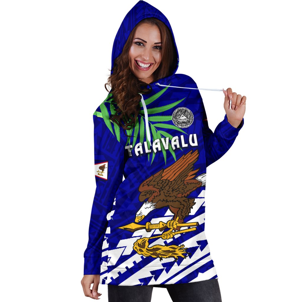 American Samoa Rugby Women Hoodie Dress Coconut Leaves - Talavalu - Vibe Hoodie Shop