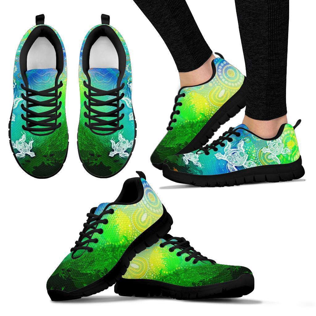 Aboriginal Sneakers - Indigenous Turtle Ocean Dot Painting Art - Vibe Hoodie Shop